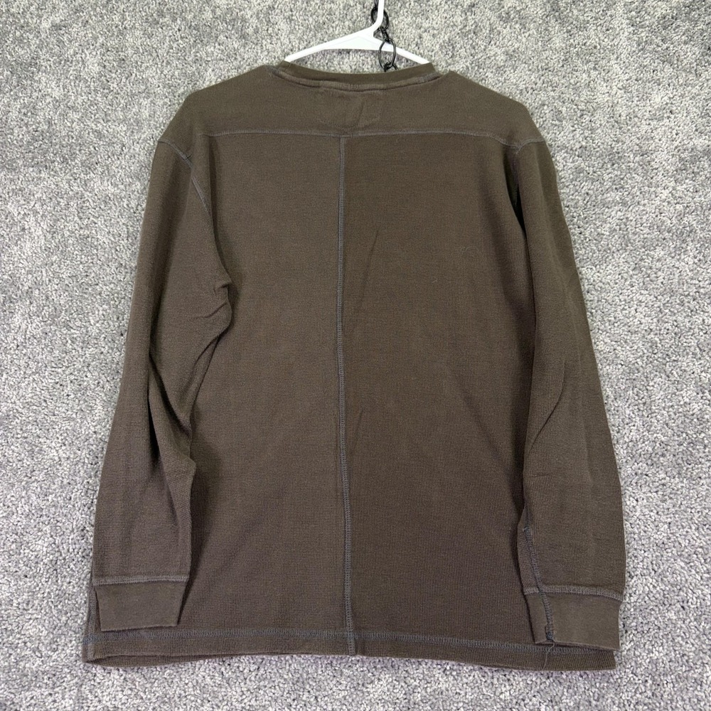 Worn Shirt Mens Medium Brown Thermal Long Sleeve Crew Neck Waffle Knit